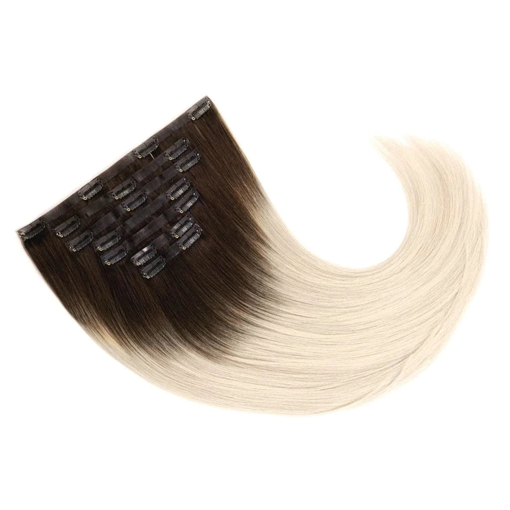 STARDUST Clip-In Color Rooted 2A/60 (Ash Brown X Platinum) Hair Extensions